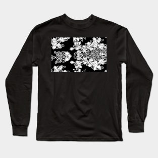 Paisley BALI BATIK Monochrome flowers Long Sleeve T-Shirt